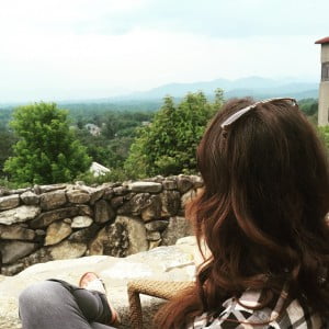 One of our Swan Girls enjoying breakfast with a view in Asheville, NC