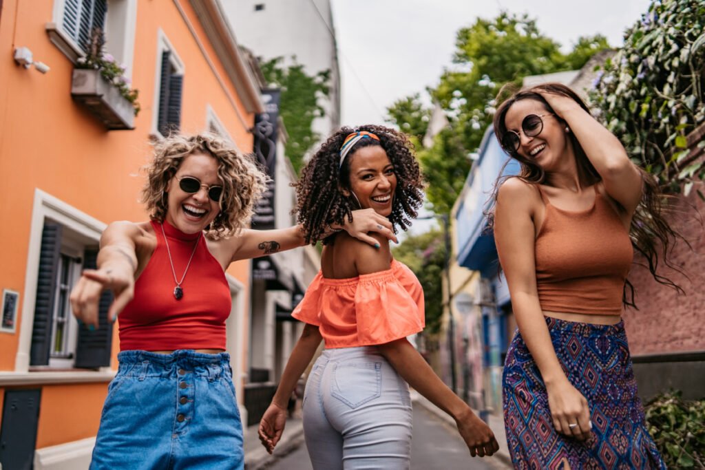 Group of laughing friends in Atlanta