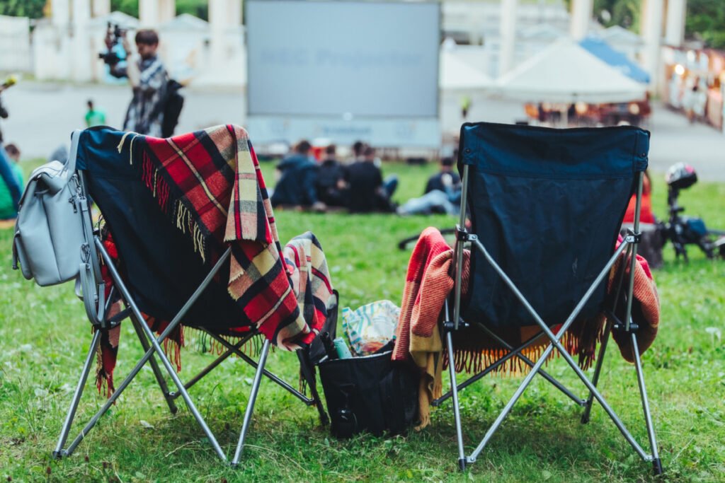 Two chairs at an outdoor movie showing in Atlanta